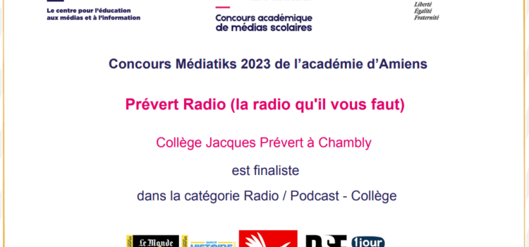 Prévert Radio finaliste du Concours Médiatiks 2023